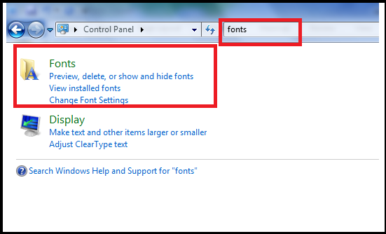 Tìm thư viện "Fonts" trong Control Panel