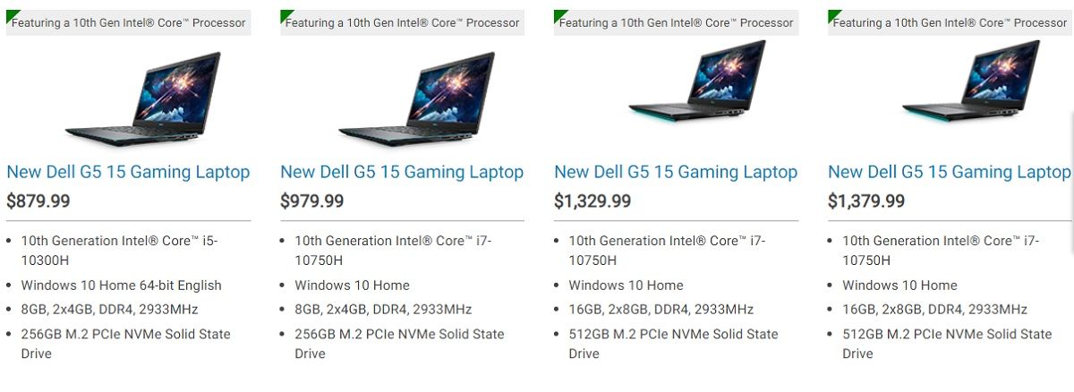 Giá và cấu hình Dell G5 5500 trên website của Dell